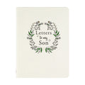 Letters to My Son deluxe cloth journal with a wreath design on a cream cover
