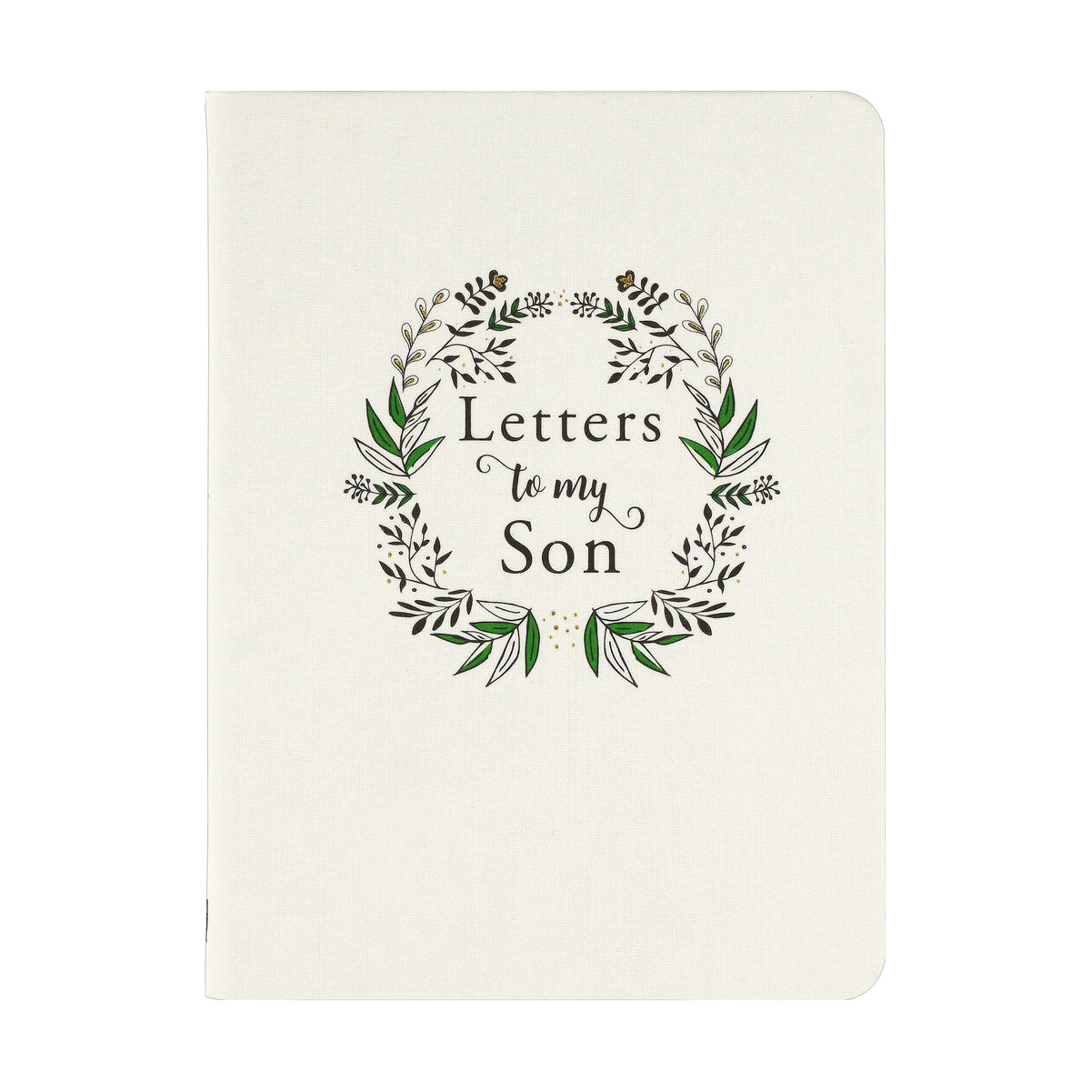 Letters to My Son deluxe cloth journal with a wreath design on a cream cover