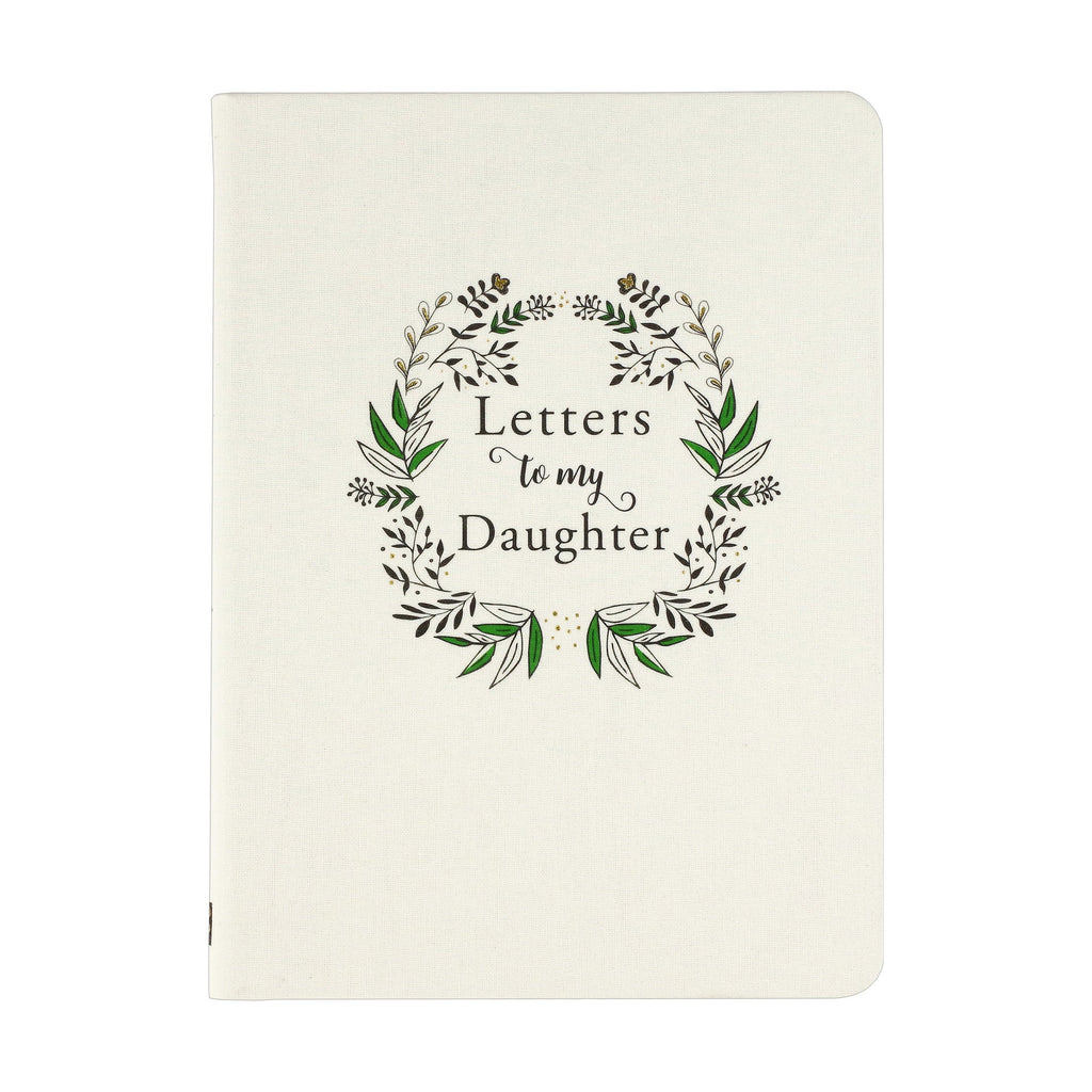 Letters to My Daughter deluxe cloth journal with a wreath design on a cream cover
