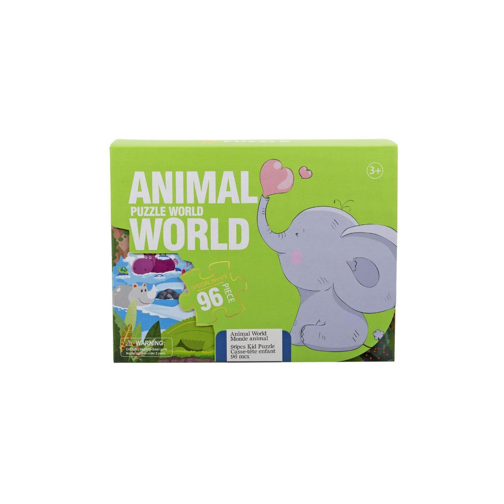 Animal World 96 piece children's jigsaw puzzle box with an elephant on the cover