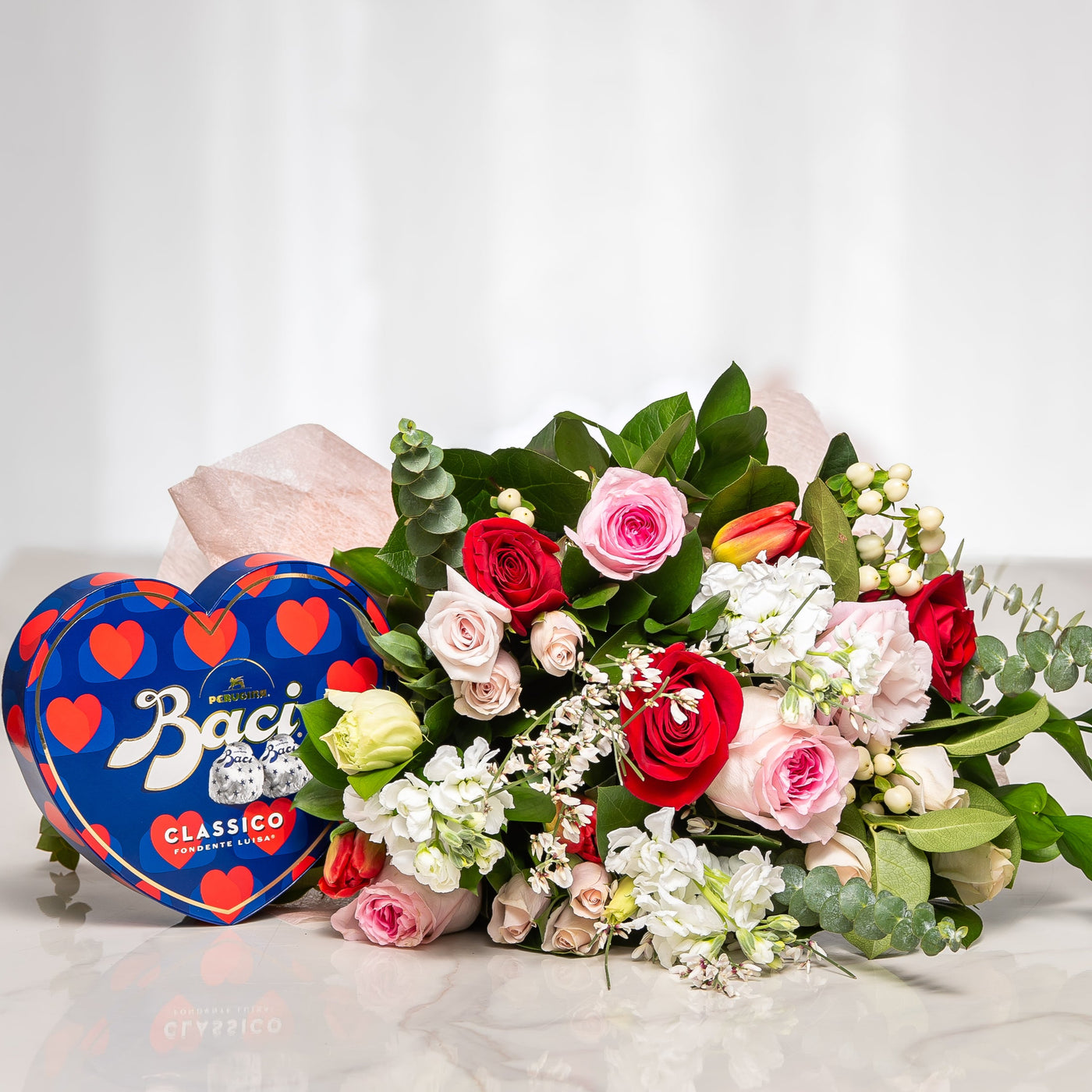 Forever Yours Bouquet with 8 Piece Baci Heart