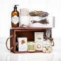 Lady Lavender gift crate with lavender hand wash, a mug, a candle, soaps and dried lavender