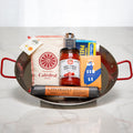 Pan de Paella gift in a steel paella pan with chorizo, paprika, saffron and Spanish pantry items