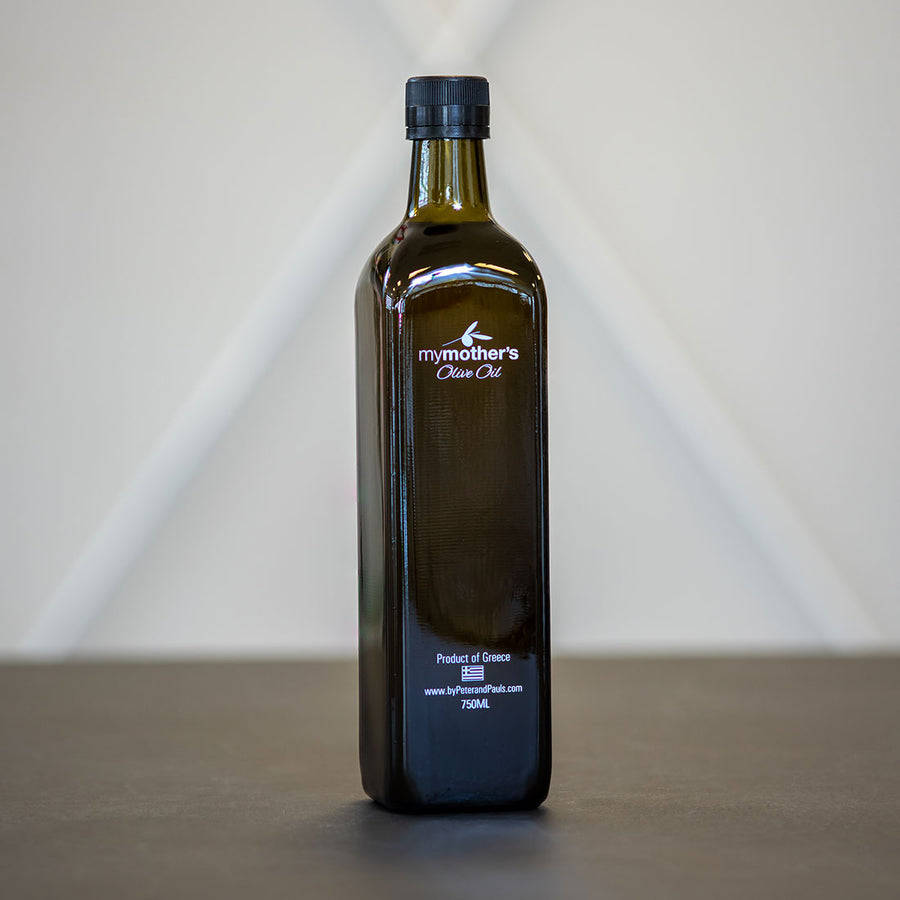 750 mL dark glass bottle of My Mother's Olive Oil