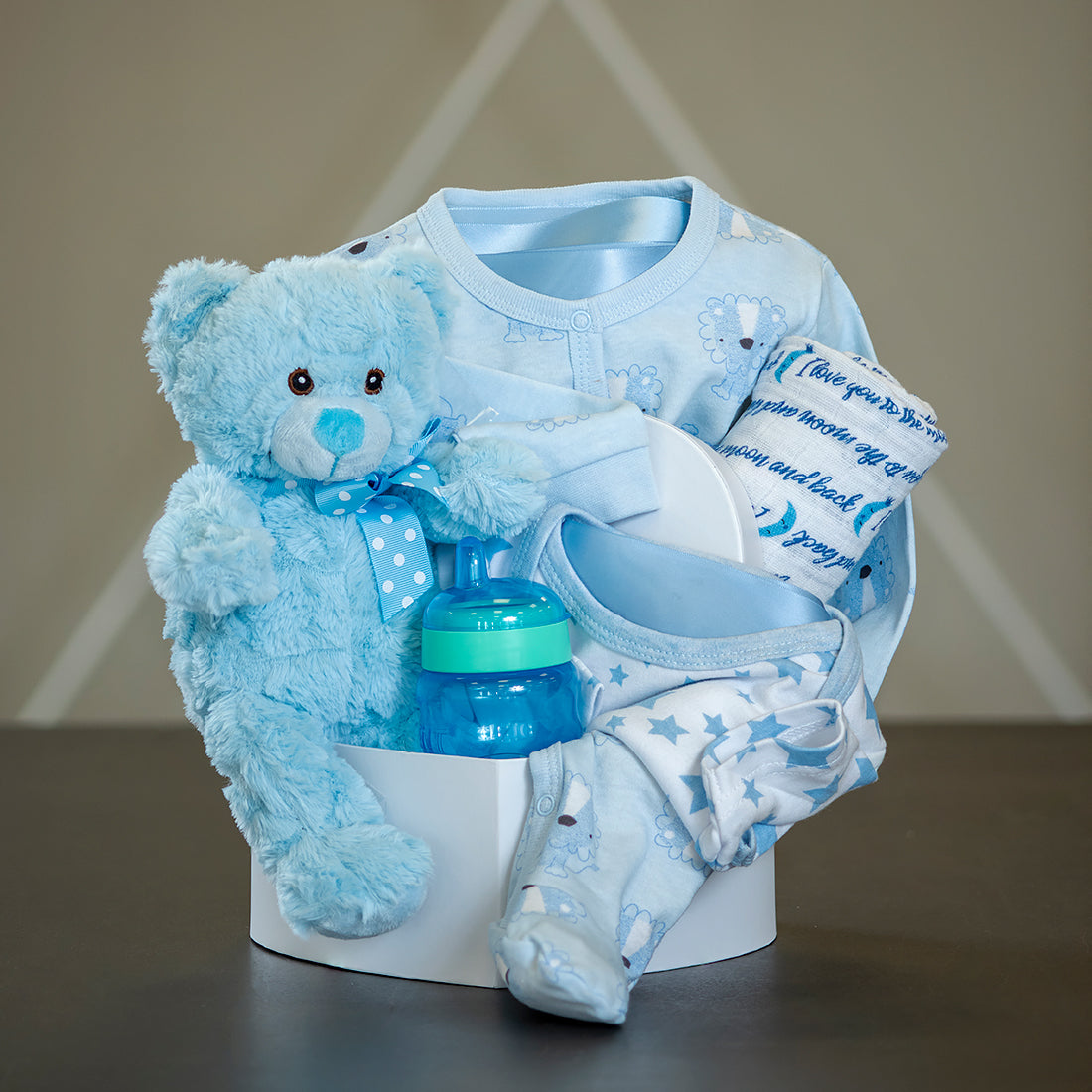 Baby boy Gift Box with Teddy Bear and cozy sleep set